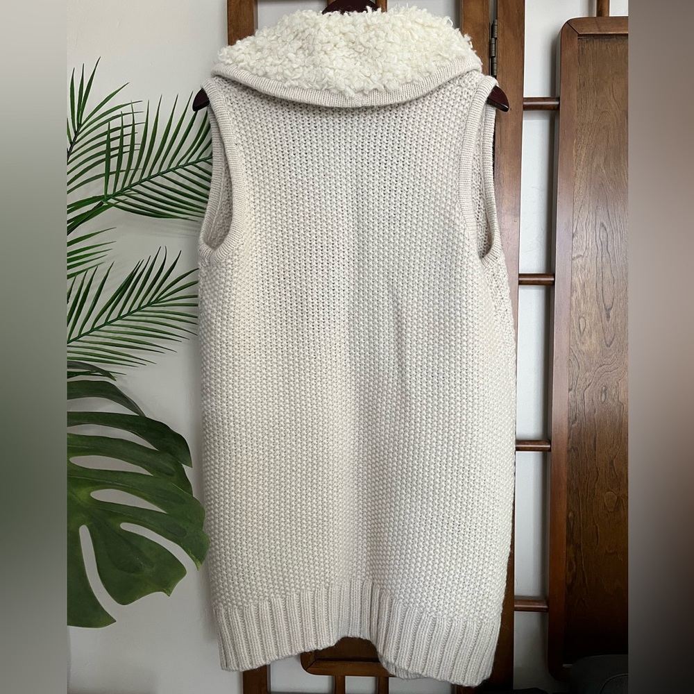 GAP knit Sherpa/faux fur collar cardigan - Picture 3 of 7
